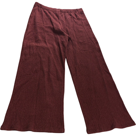 River Island Textured Wide Leg Trousers UK L Women's Cotton Blend Rust Red