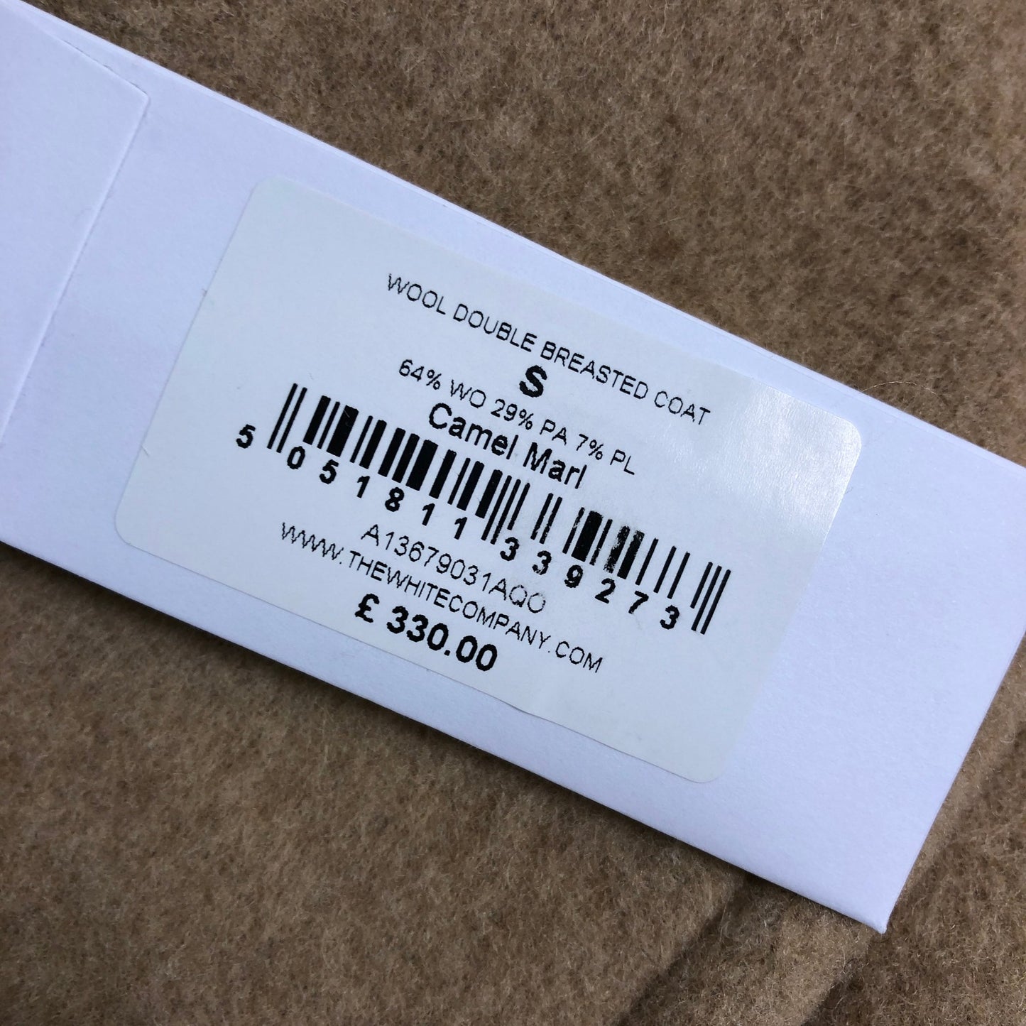 Branded Wool Double Breasted Coat UK8 Women's Camel Marl Classic Style