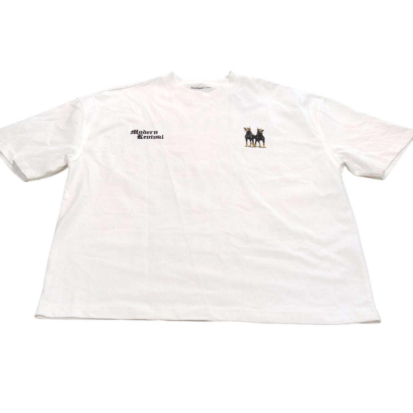 River Island Modern Revival T-Shirt UK M Men's White Cotton Graphic Tee