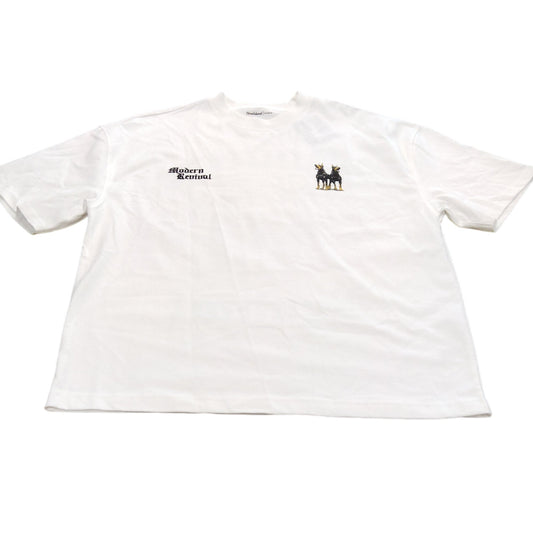 River Island Modern Revival T-Shirt UK M Men's White Cotton Graphic Tee