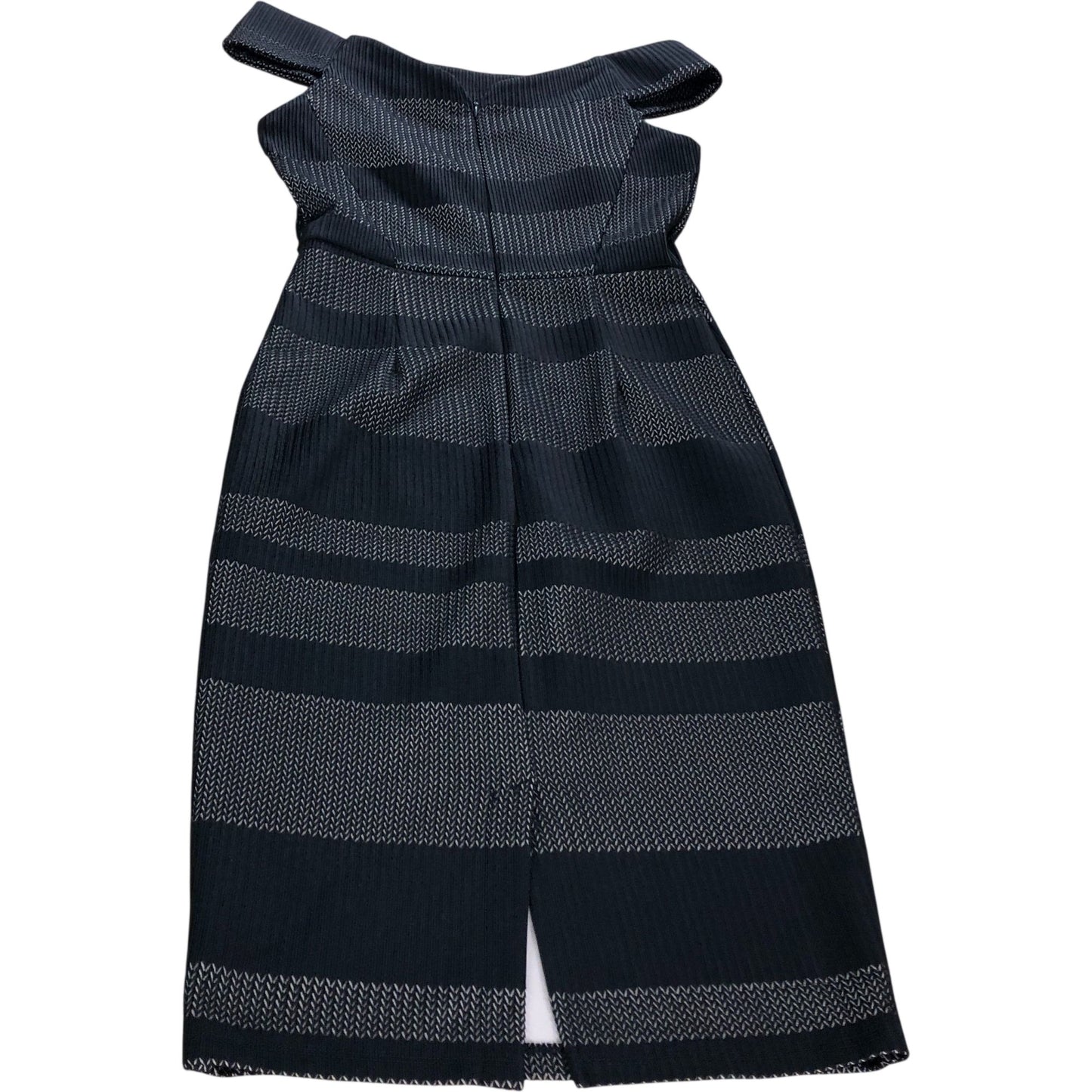 Bodycon Dress Black Striped Bardot - Size 10