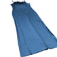 River Island Long Satin Dress Women's Blue with Feather Trim Spaghetti Str