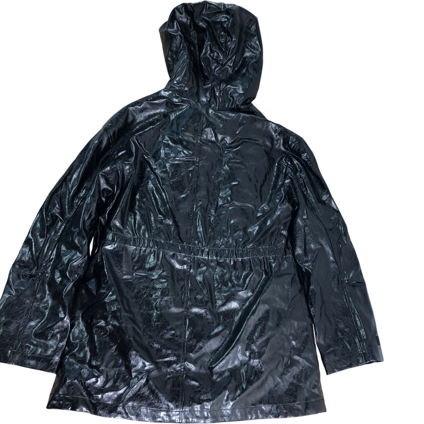 AllSaints Girls Black Rain Coat 11-12Y Waterproof Hooded Leopard Print Gilet