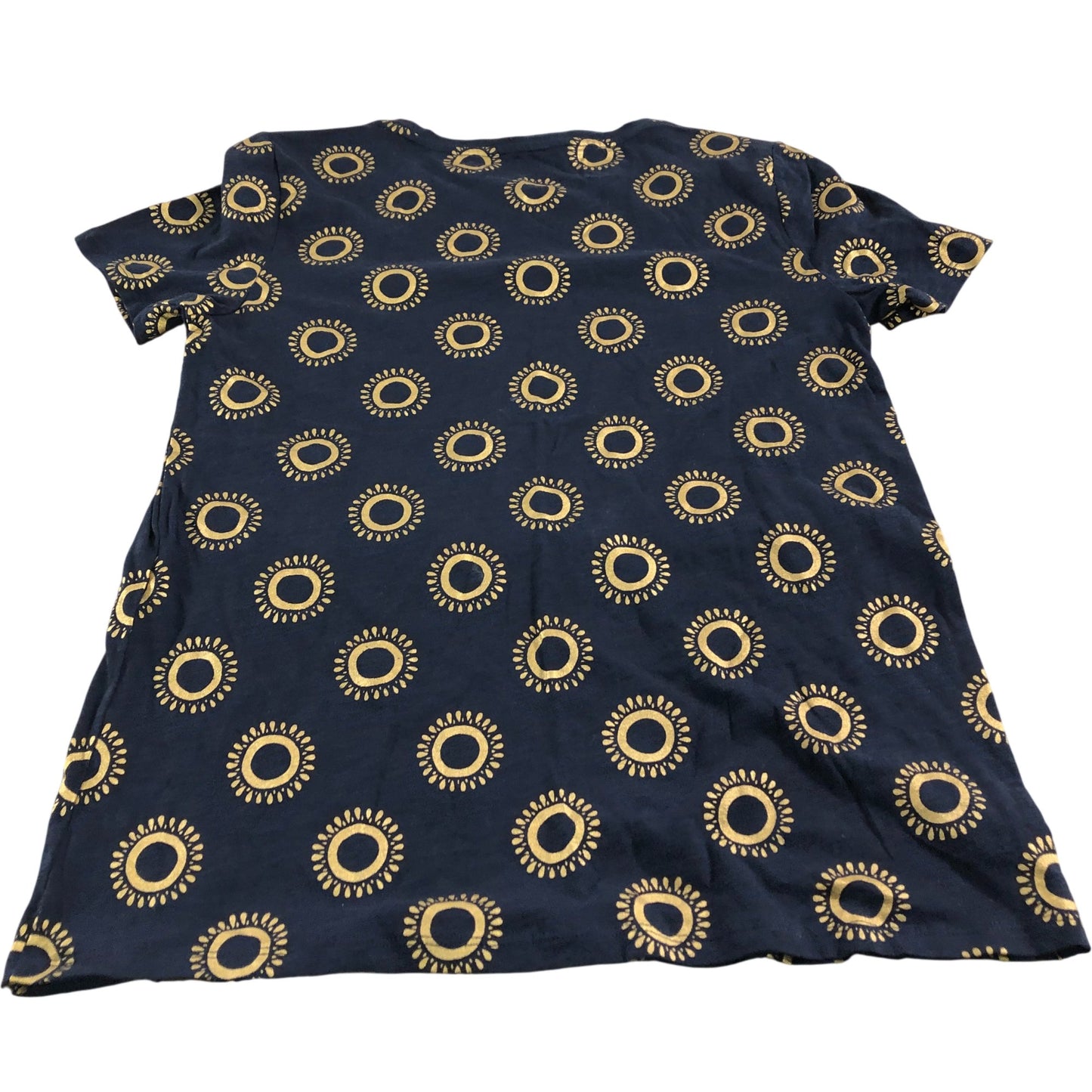 Boden Women's Cotton T-Shirt Navy Blue Patterned Short Sleeve Top UK12