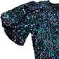 Love & Roses Sequin Dress UK10 Women's Short Sleeve Purple Black Evening Party