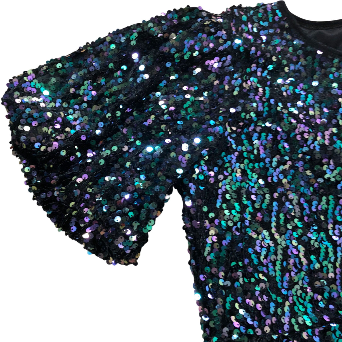 Love & Roses Sequin Dress UK10 Women's Short Sleeve Purple Black Evening Party