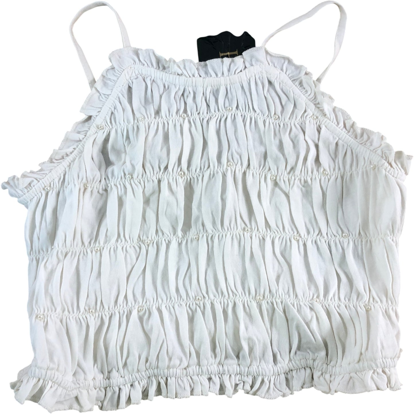 RIVER ISLAND Girls Smocked Top UK9-10yrs New White Ruffle Strap Fashion