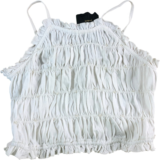 RIVER ISLAND Girls Smocked Top UK9-10yrs New White Ruffle Strap Fashion