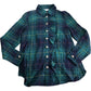 River Island Checked Button Up Shirt UK8 Women's Ruffled Green Blue Plaid