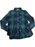 River Island Checked Button Up Shirt UK8 Women's Ruffled Green Blue Plaid