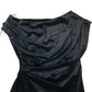 River Island Draped Black Top UK8 Women's Stretchy Velvet Off Shoulder