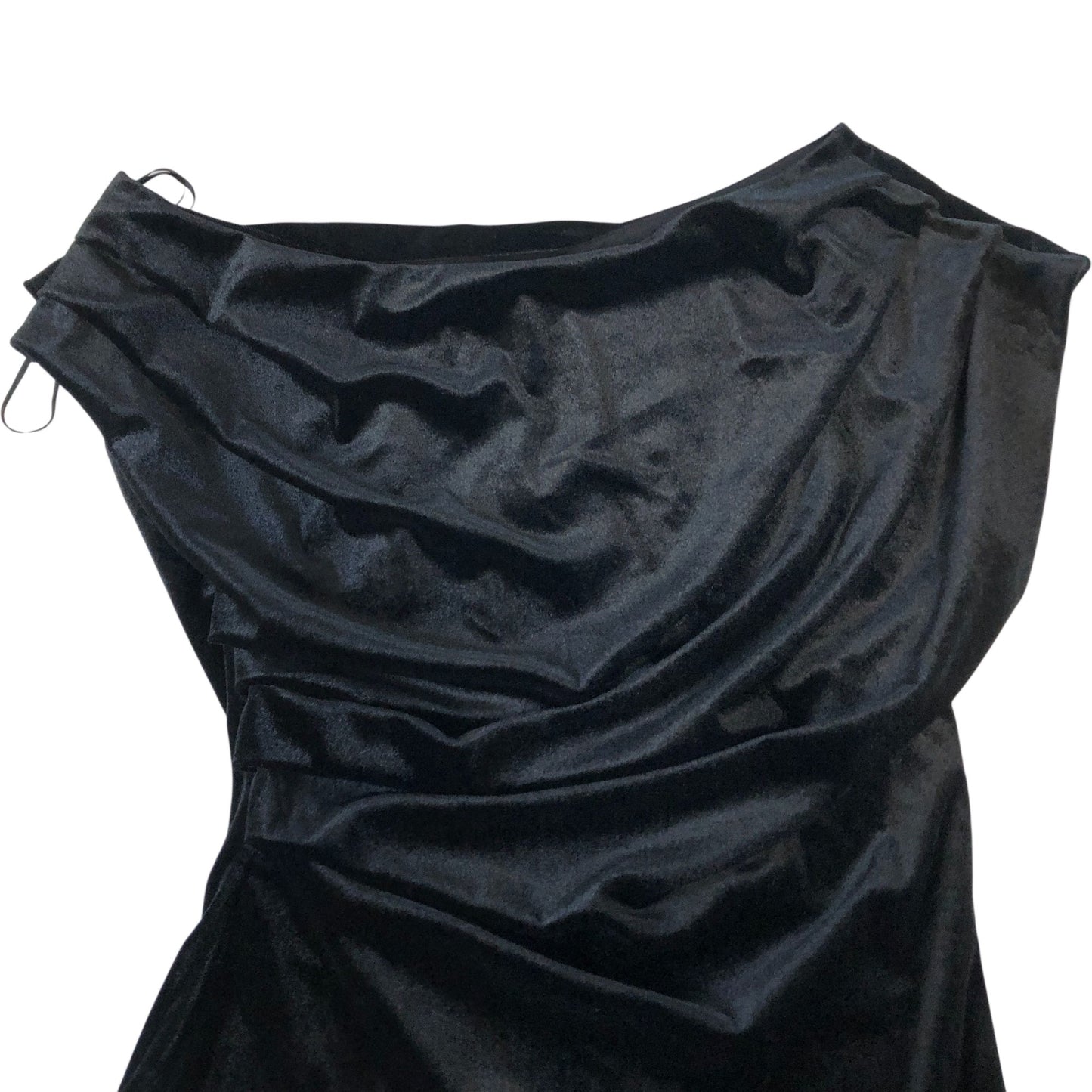 River Island Draped Black Top UK8 Women's Stretchy Velvet Off Shoulder