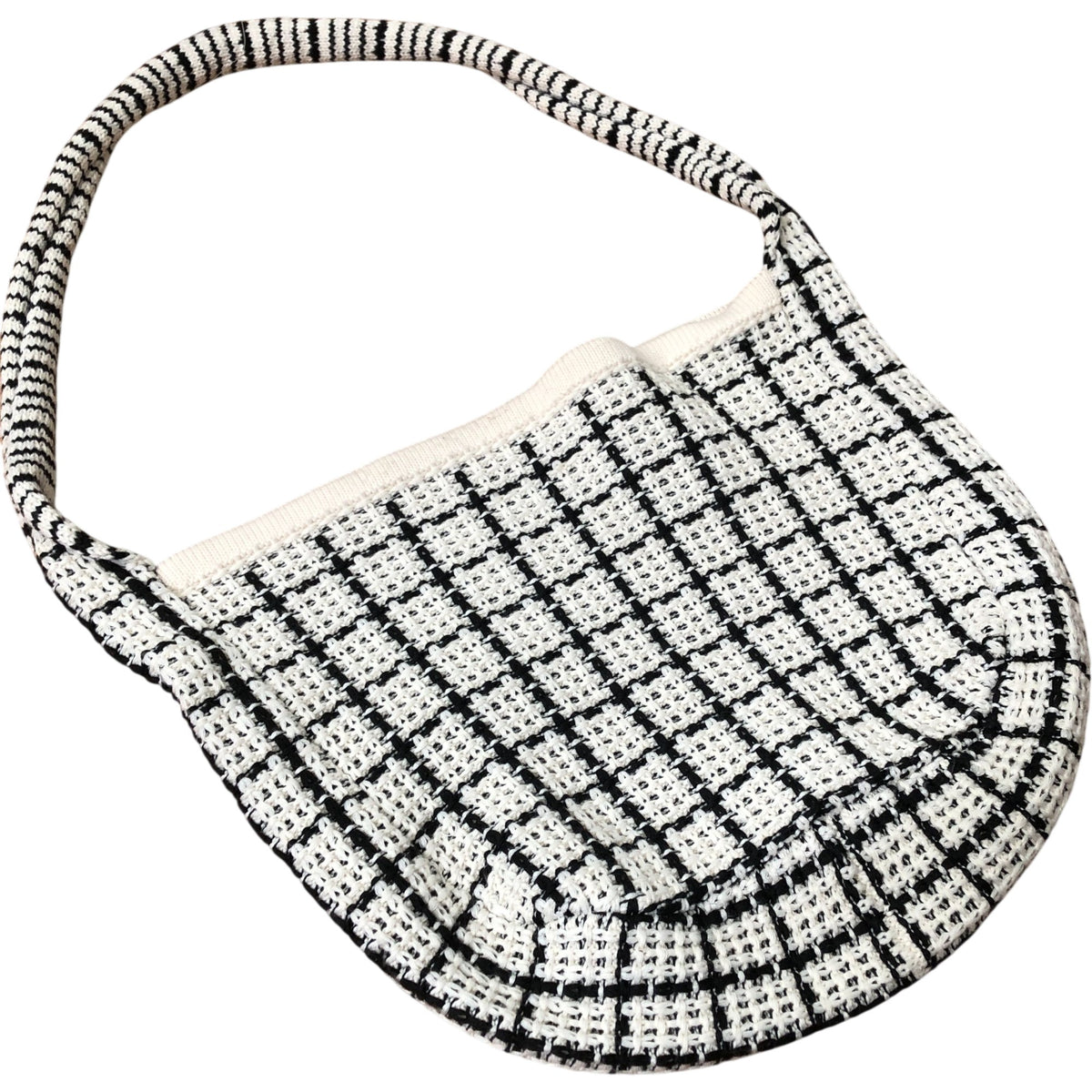 Black And White Checkered Shoulder Bag Women's Casual Tote Handbag
