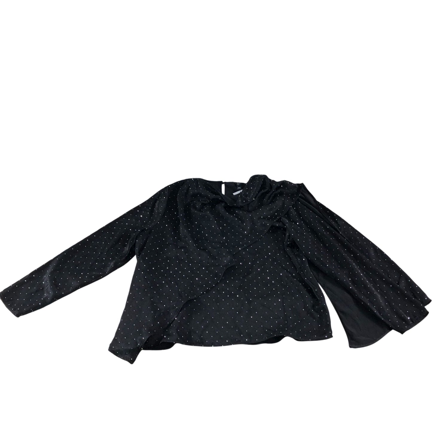 River Island UK16 Women's Black Long Sleeve Top with Silver Dots