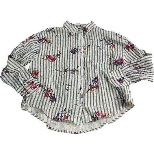 River Island Floral Striped Shirt UK6 Women's 100 Cotton Casual Top