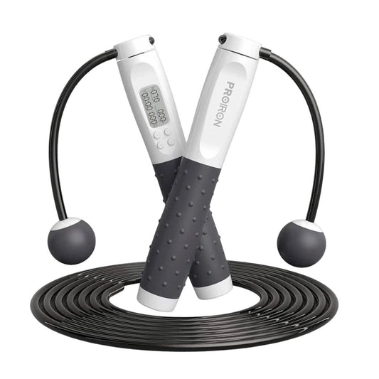 PROIRON Digital Skipping Rope with Counter Adjustable Fitness Gear Grey - 2 PACK