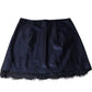 River Island Black Skirt UK12 Women's Lace Trim A-Line Style Satin Material