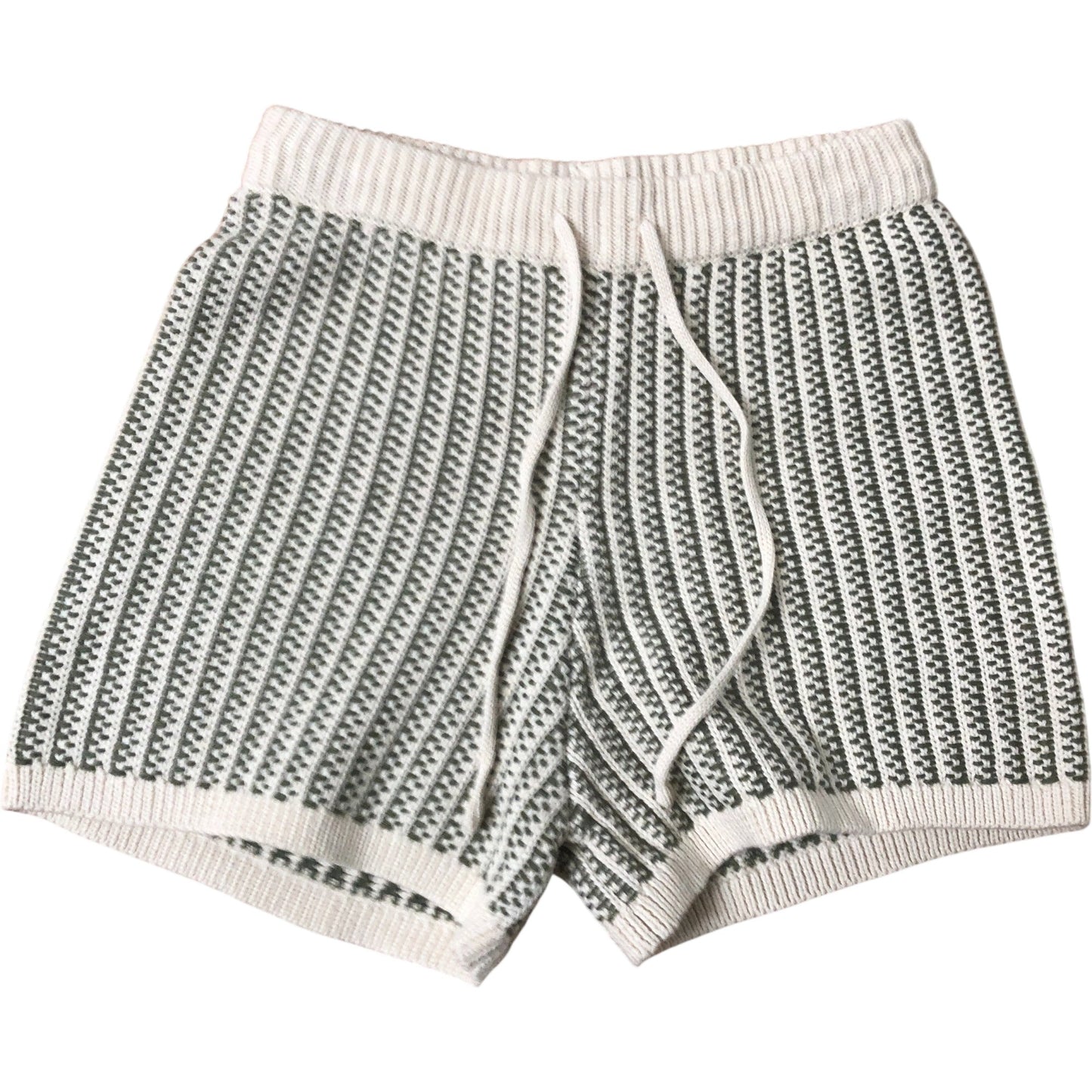Boys Waffle Knit Shorts 7-8 Years Casual Lightweight Green Beige
