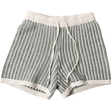 Boys Waffle Knit Shorts 7-8 Years Casual Lightweight Green Beige