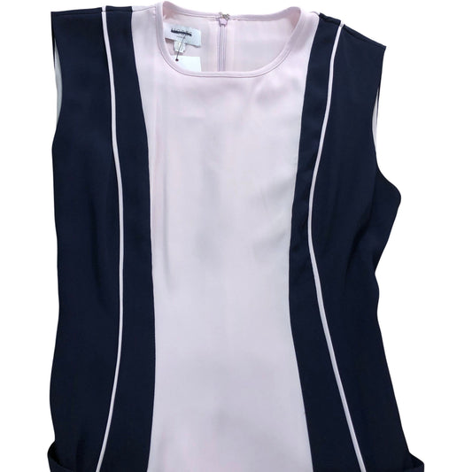 Colourblock Midi Dress UK8 Women's Sleeveless Pink Navy Fit Flare