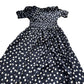 Baukjen Polka Dot Dress UK8 Women's Short Sleeve Viscose Navy Blue Casual
