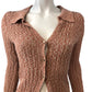River Island XS Women's Cardigan Light Brown Ribbed Knit Button Up Knitwear