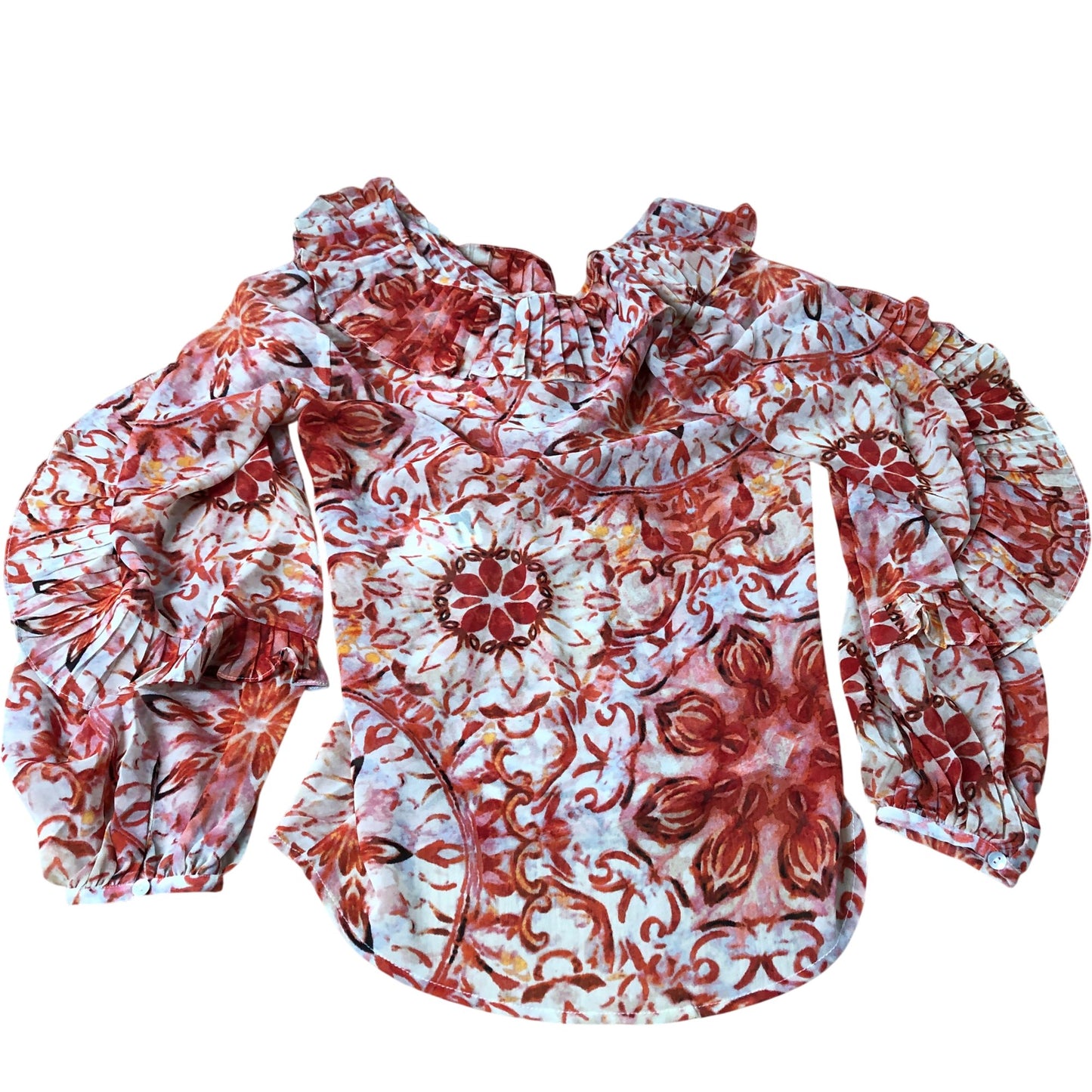 Branded Floral Print Blouse  Women's Lightweight Polyester Long Sleeve UK8