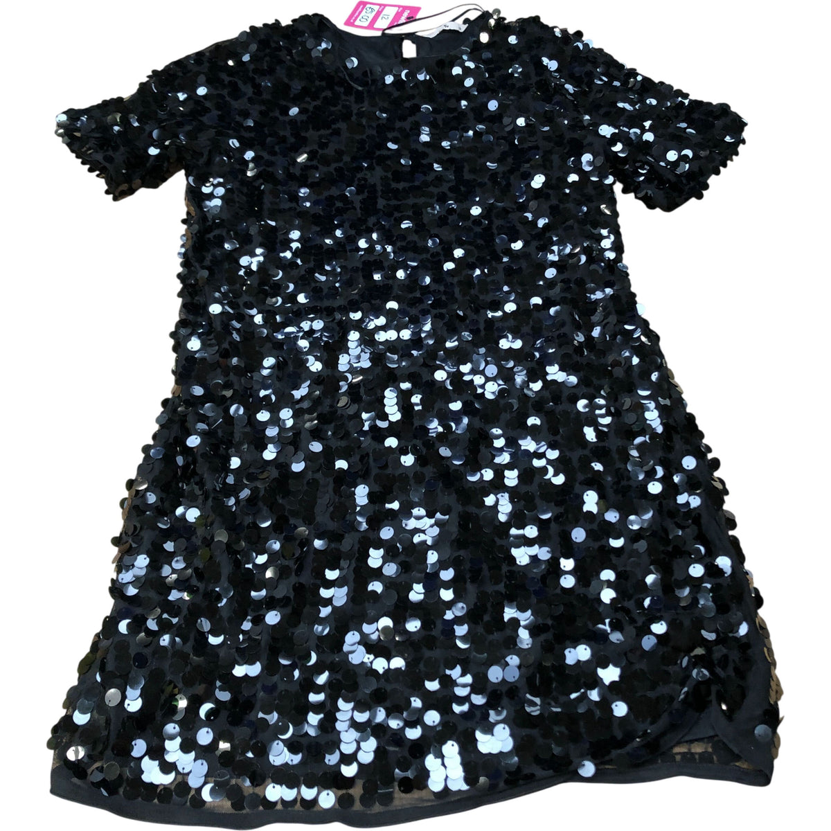 Sequin Dress UK12 Women's Short Sleeve Party Evening Wear Black