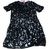 Sequin Dress UK12 Women's Short Sleeve Party Evening Wear Black