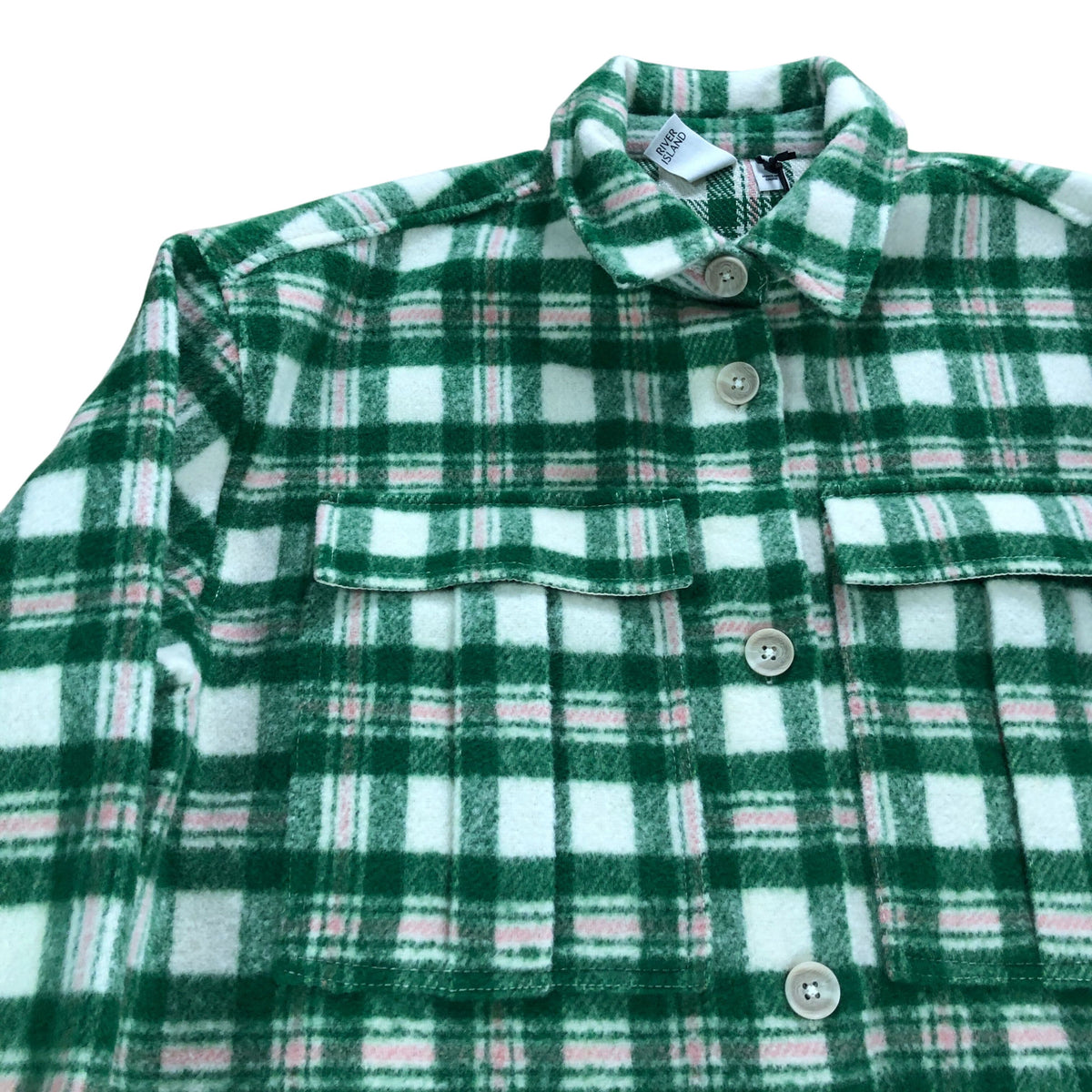 River Island Women's Flannel Check Jacket UK Medium Green Checked