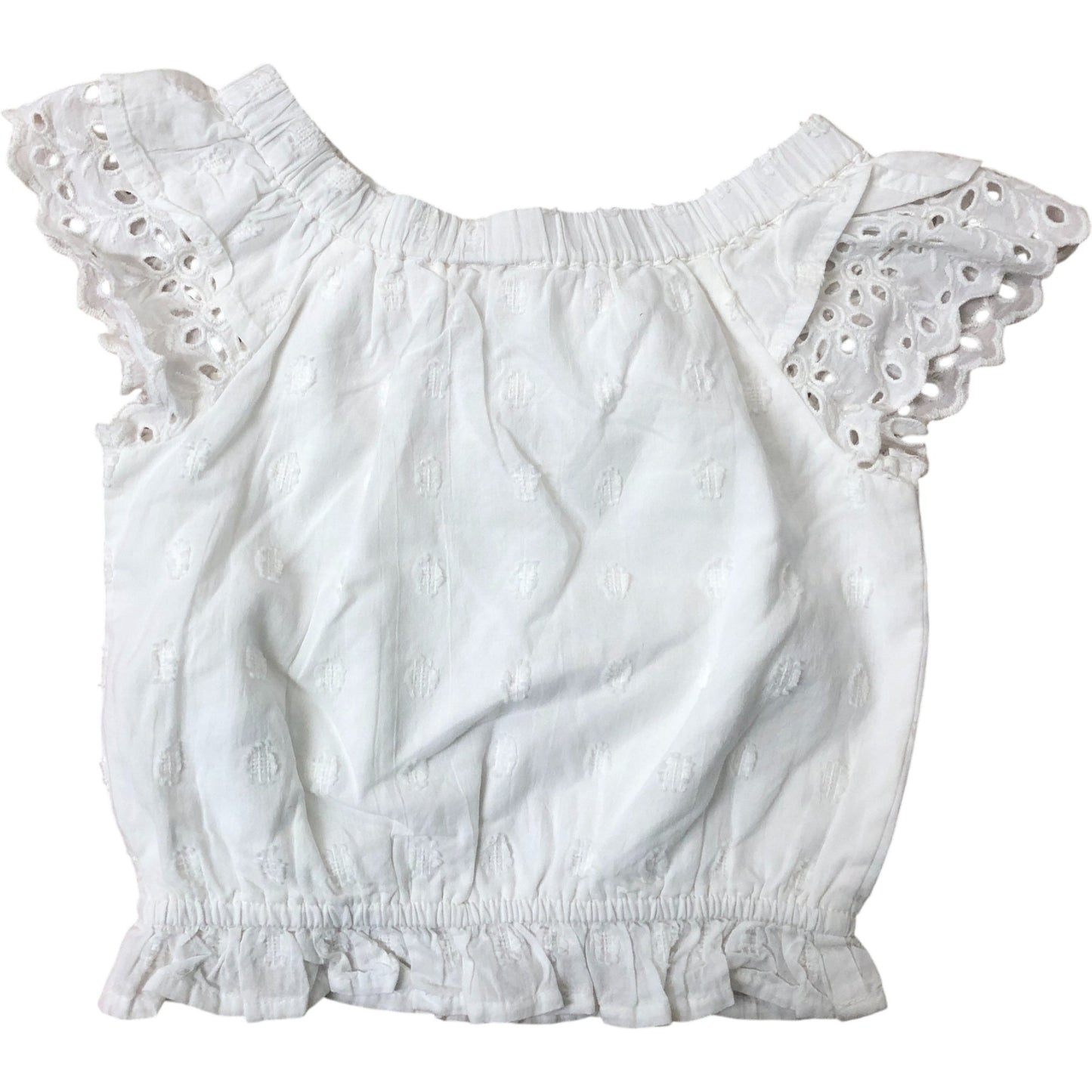 River Island Girls White Blouse UK2-3 Years Cotton Ruffled Lace Trim Top