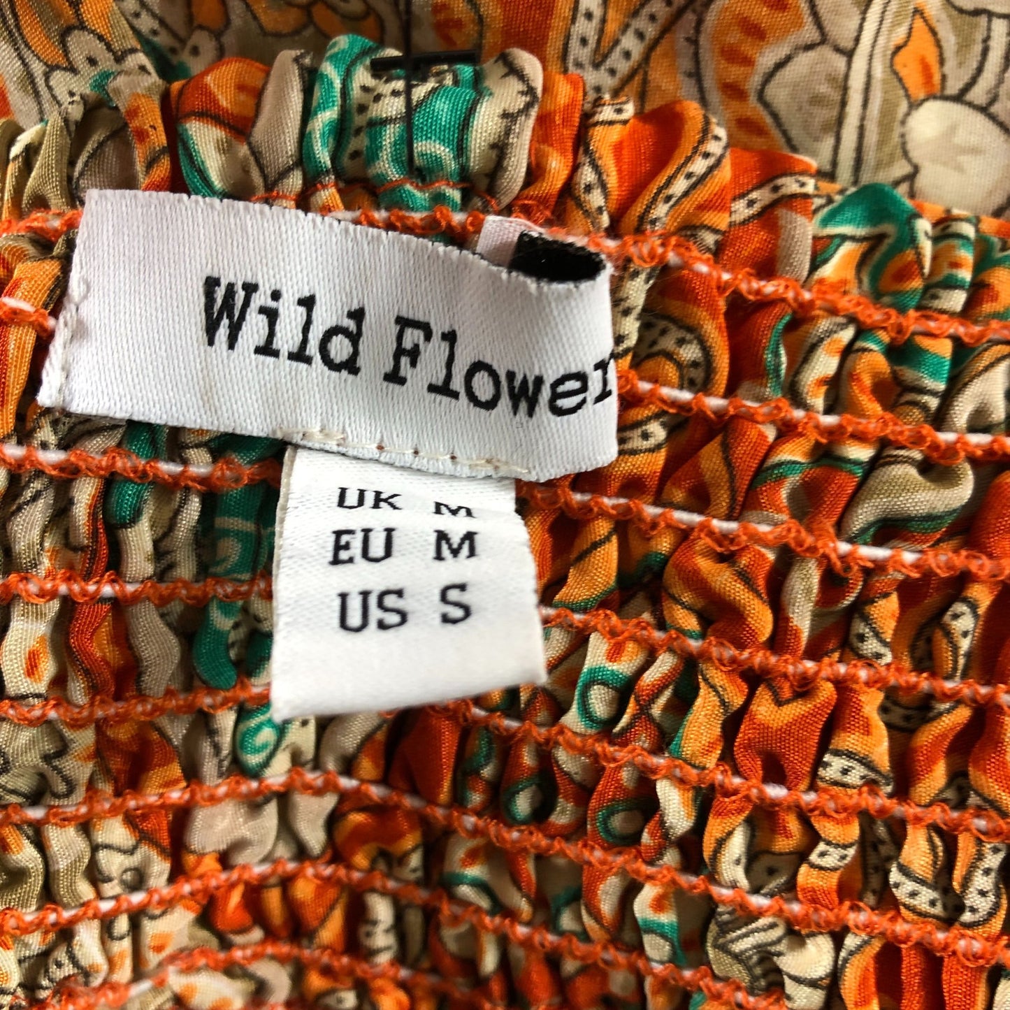 Wild Flower UK M Women's Bohemian Print Orange Wide Leg Trousers