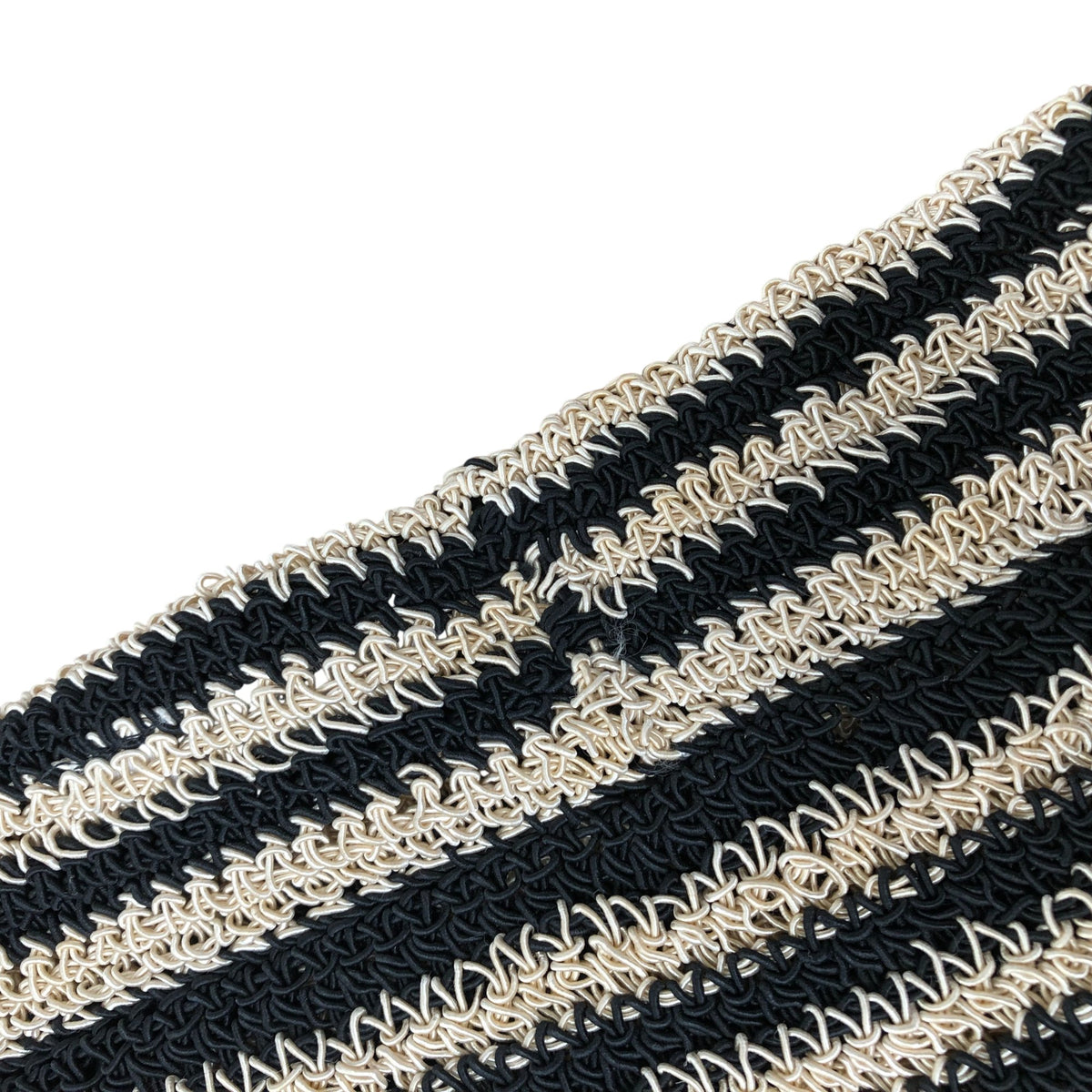 Macrame Sling Striped Shoulder Bag Women's Casual Tote Bag Black Cream