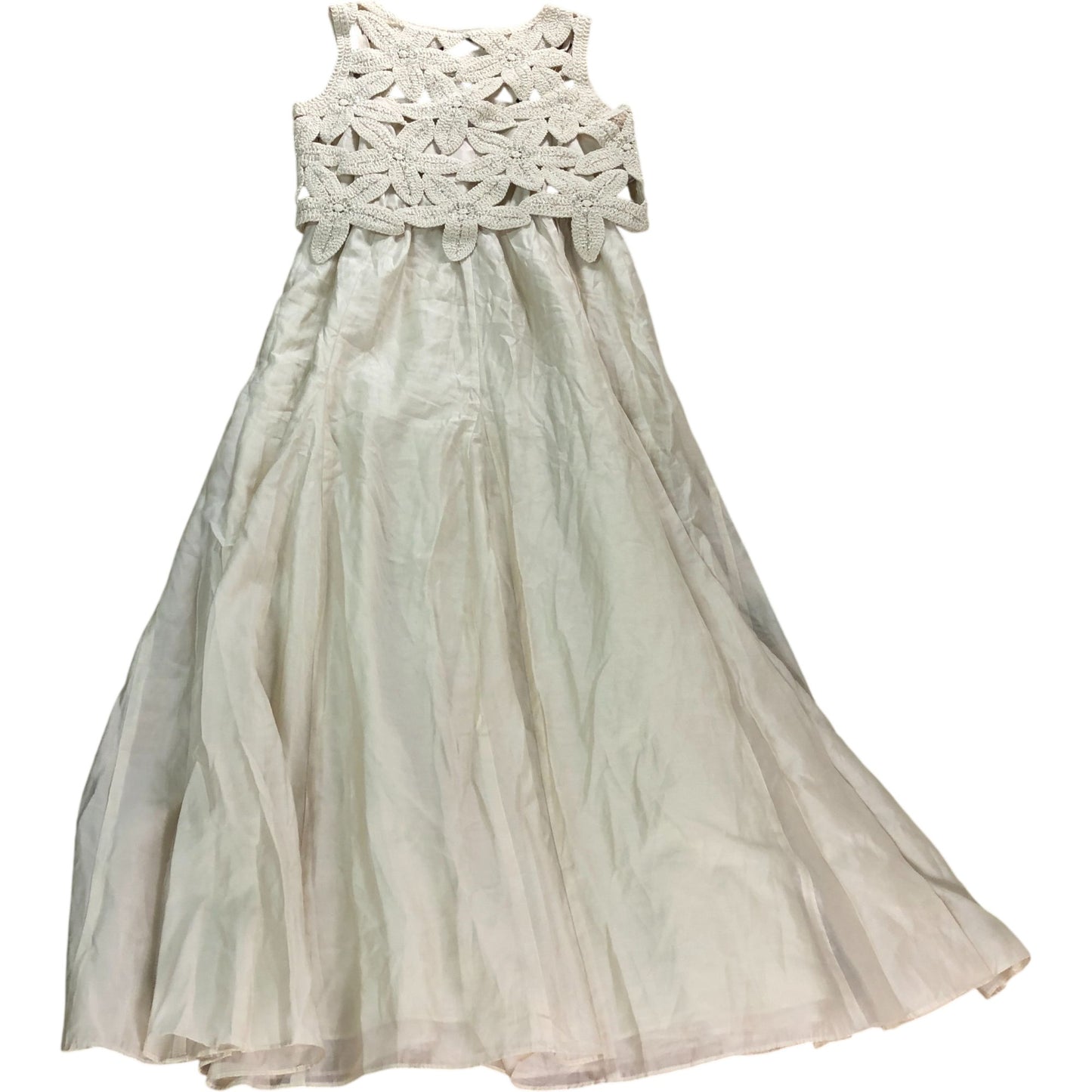 Crocheted Maxi Dress Size S Women's Cream Elegant Style