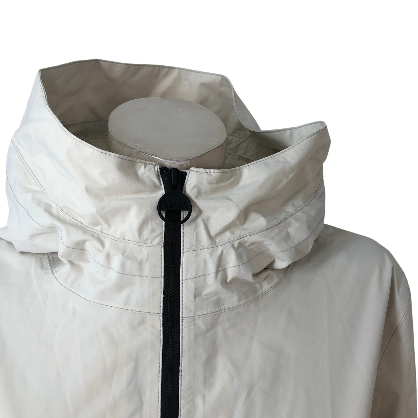 Barbour International Longline Kyra Waterproof Jacket Size 18 Women's Cream