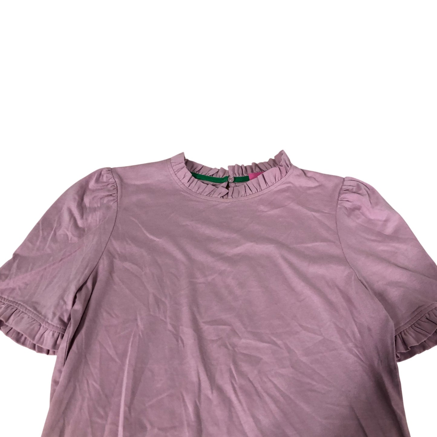 Boden Puff Sleeve T-Shirt Women's Ruffle Trim Lilac Cotton Blend UK10
