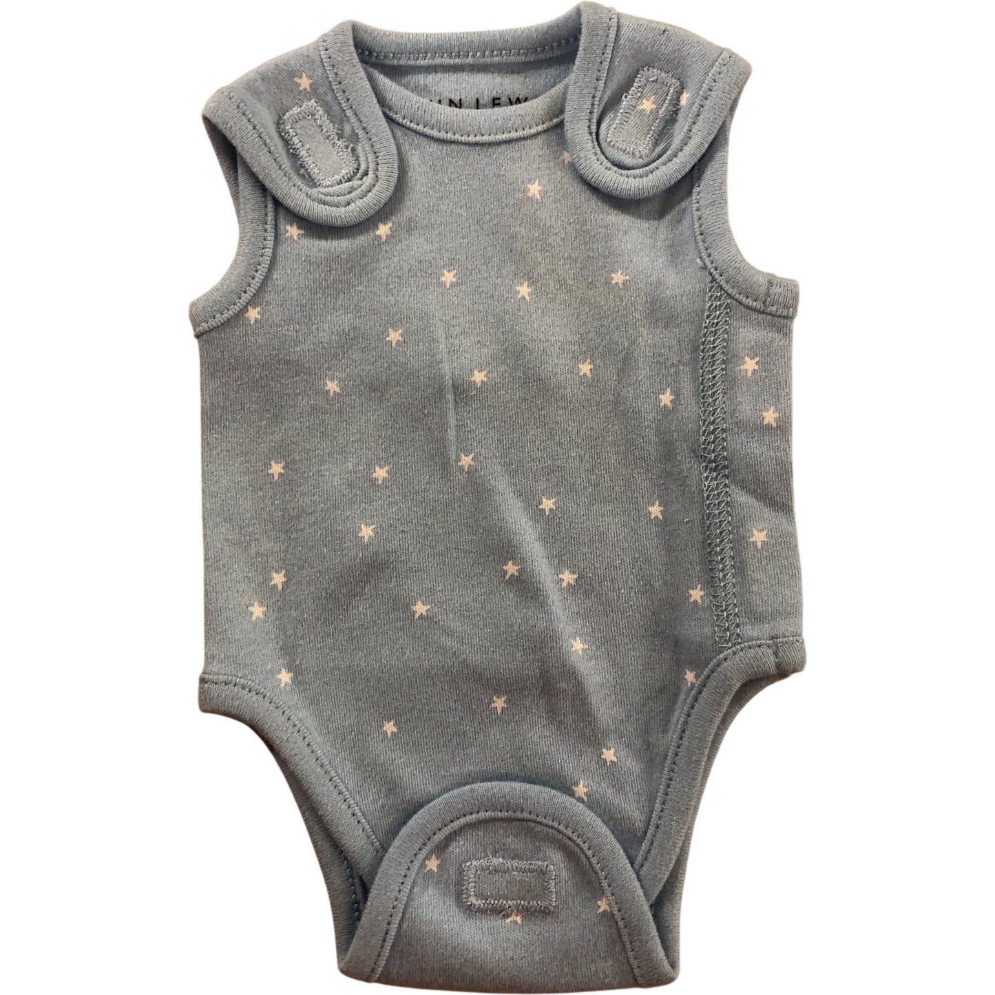 John Lewis Organic Cotton Baby Bodysuit 0-3 Months 3lb Blue Stars Sleeveless