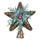 Lit Decorative Star Tree Topper Ornament With Pine & Red Berries