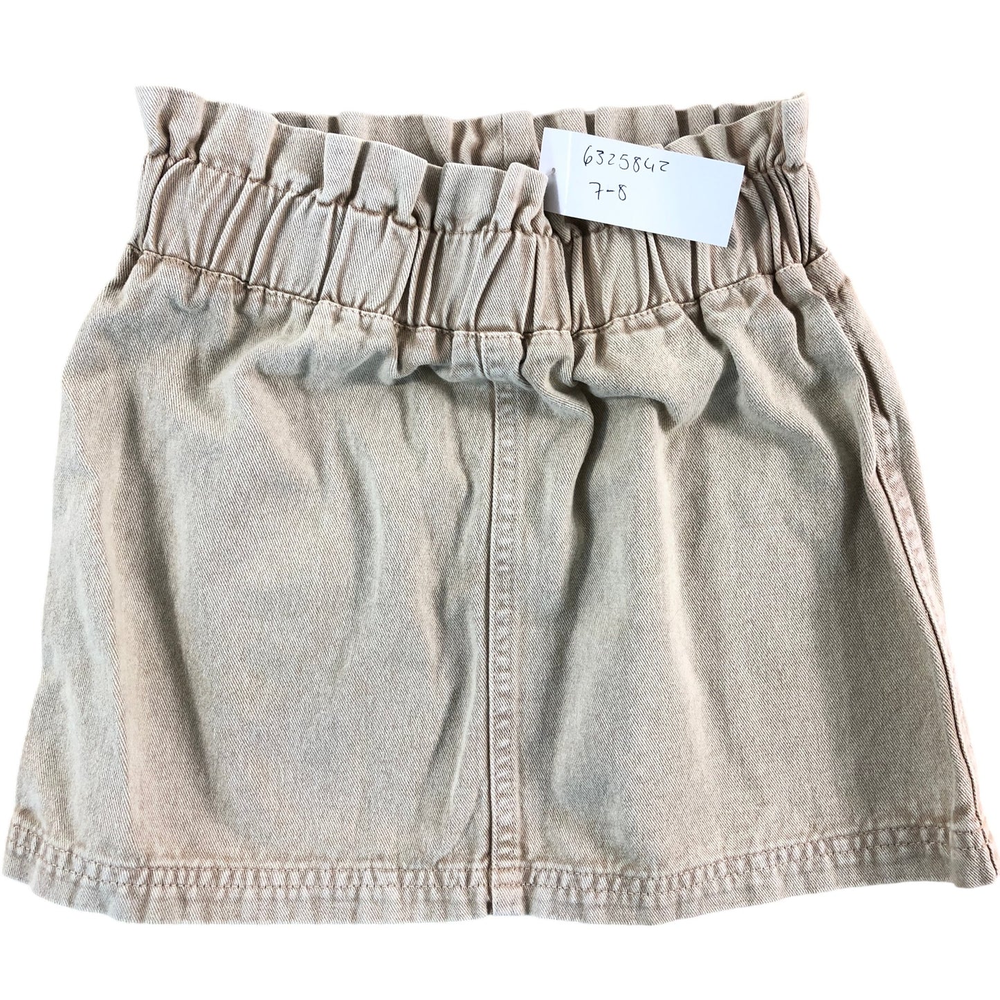Girls Denim Skirt Size 7-8 Beige Casual Elastic Waist Summer Fashion
