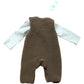 Newborn Baby Playsuit 2 Part Set Brown Fleece Bodysuit with White Sleeves