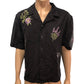 River Island Floral Embroidered Casual Shirt Black Short Sleeve Size Large