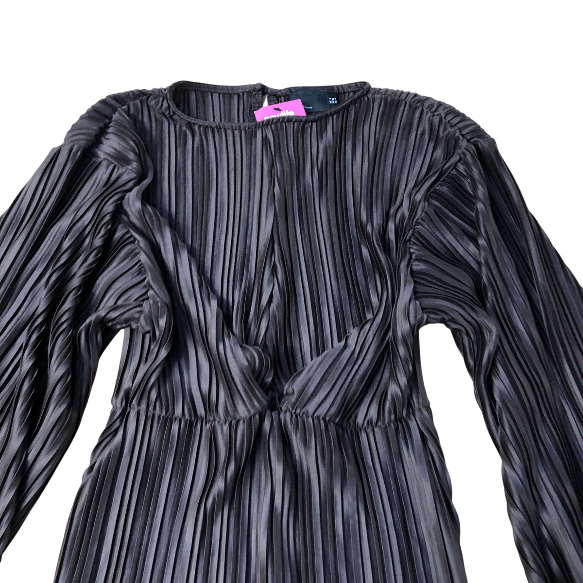 ASOS Design Pleated Dress UK 8 Women's Long Sleeve Brown Polyester