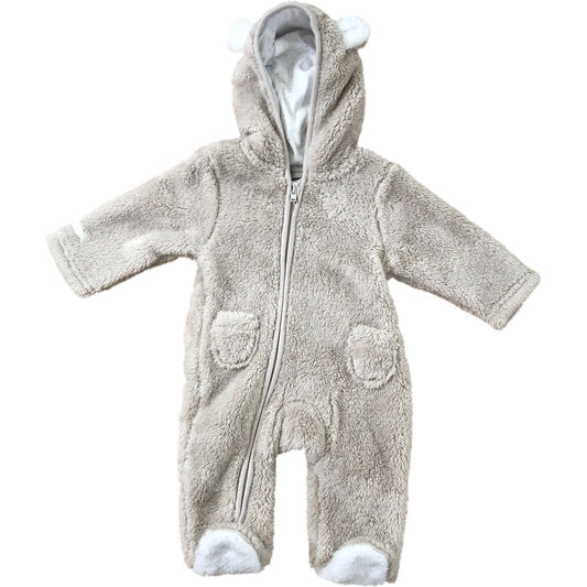 The White Company Baby 0-3 Months Cream Soft Fleece Onesie Zip Up Hooded