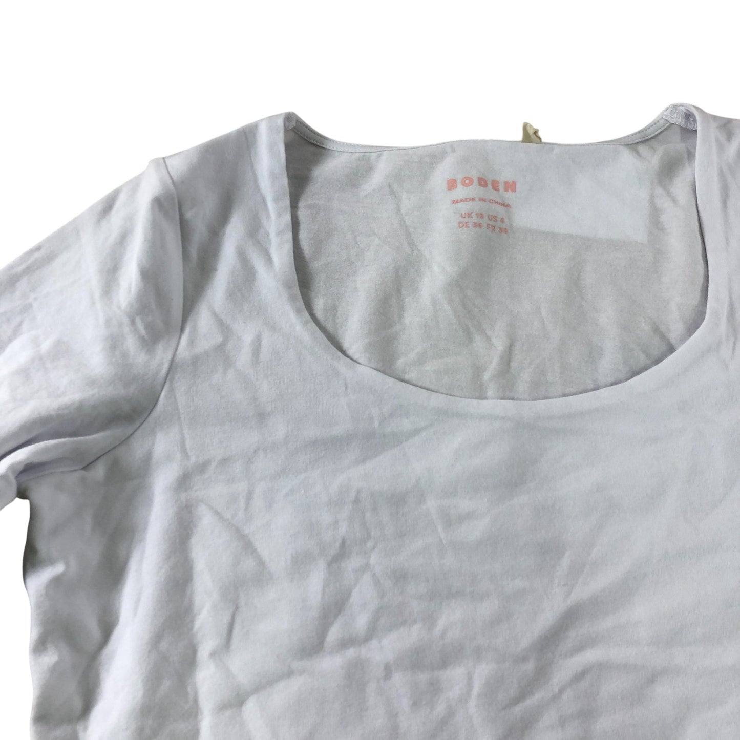 Boden White Scoop Long Sleeve Top - Size 10
