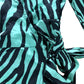 Dancing Leopard Mint Green Wrap Dress UK Size 10 Women's Long Sleeve Tiger Print