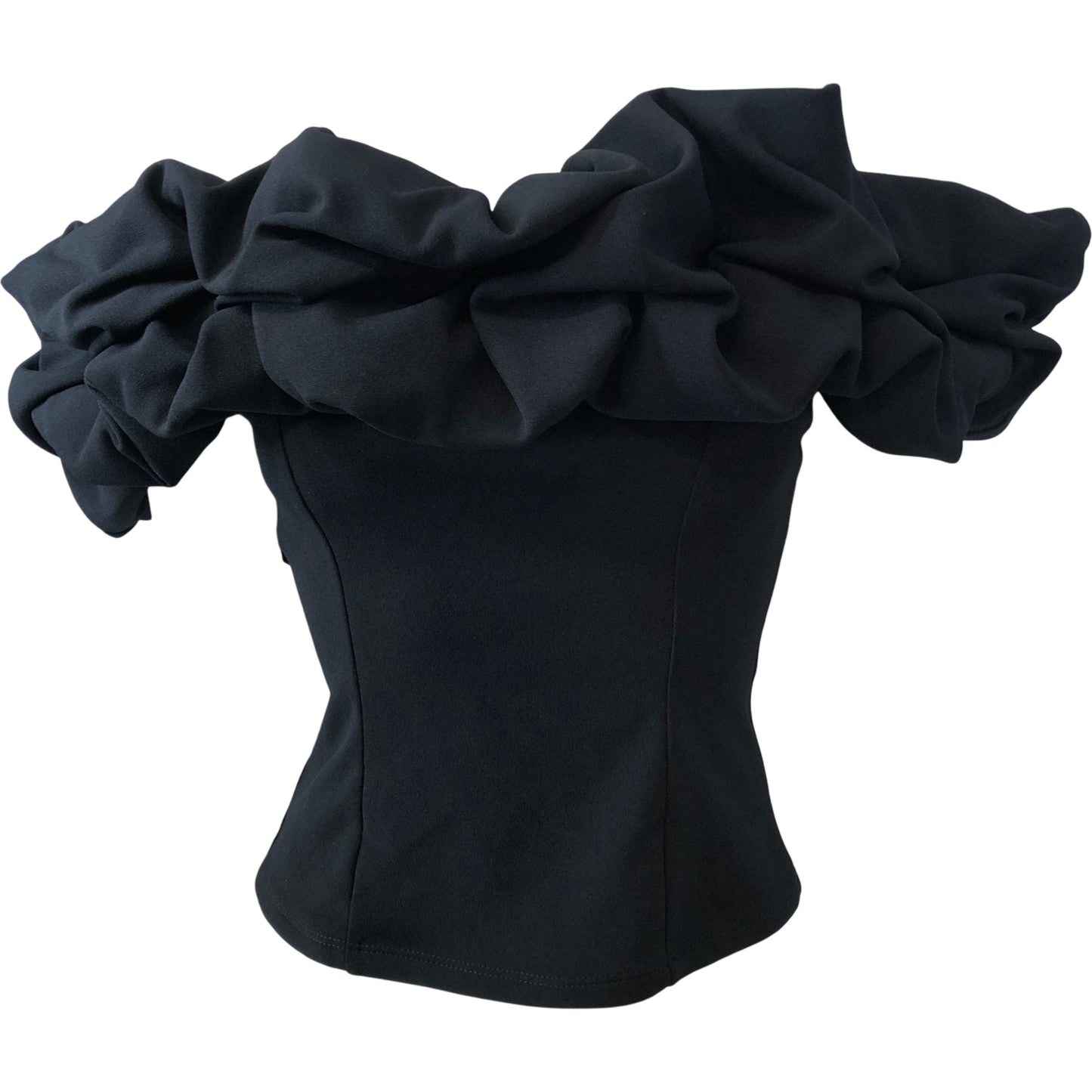 River Island Black Off Shoulder Ruffle Top UK M Women's Fashion Elegant Blouse