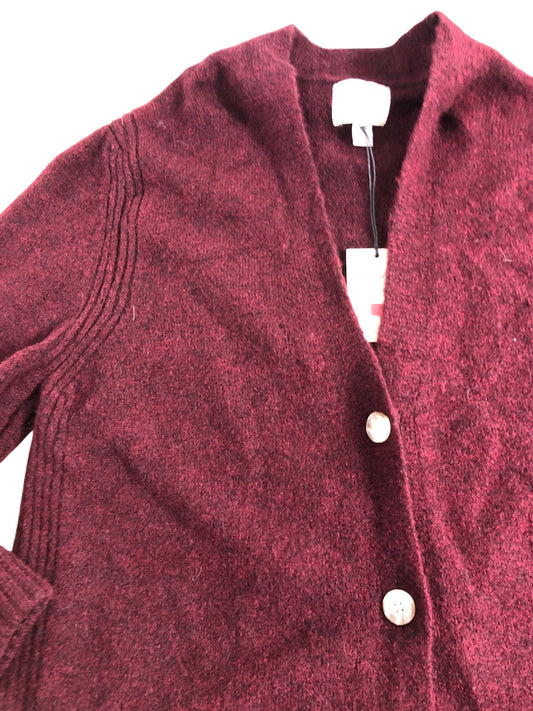 River Island Women's Burgundy Cardigan UK Size XS Soft Knit Button Up Design