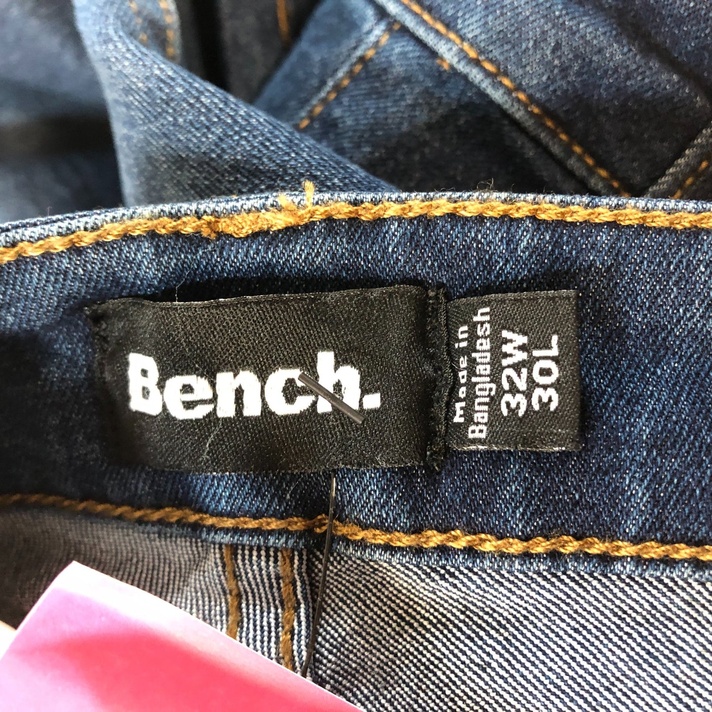 Bench Jeans 32W 30L Men's Straight Fit Cotton Blend Dark Blue Denim