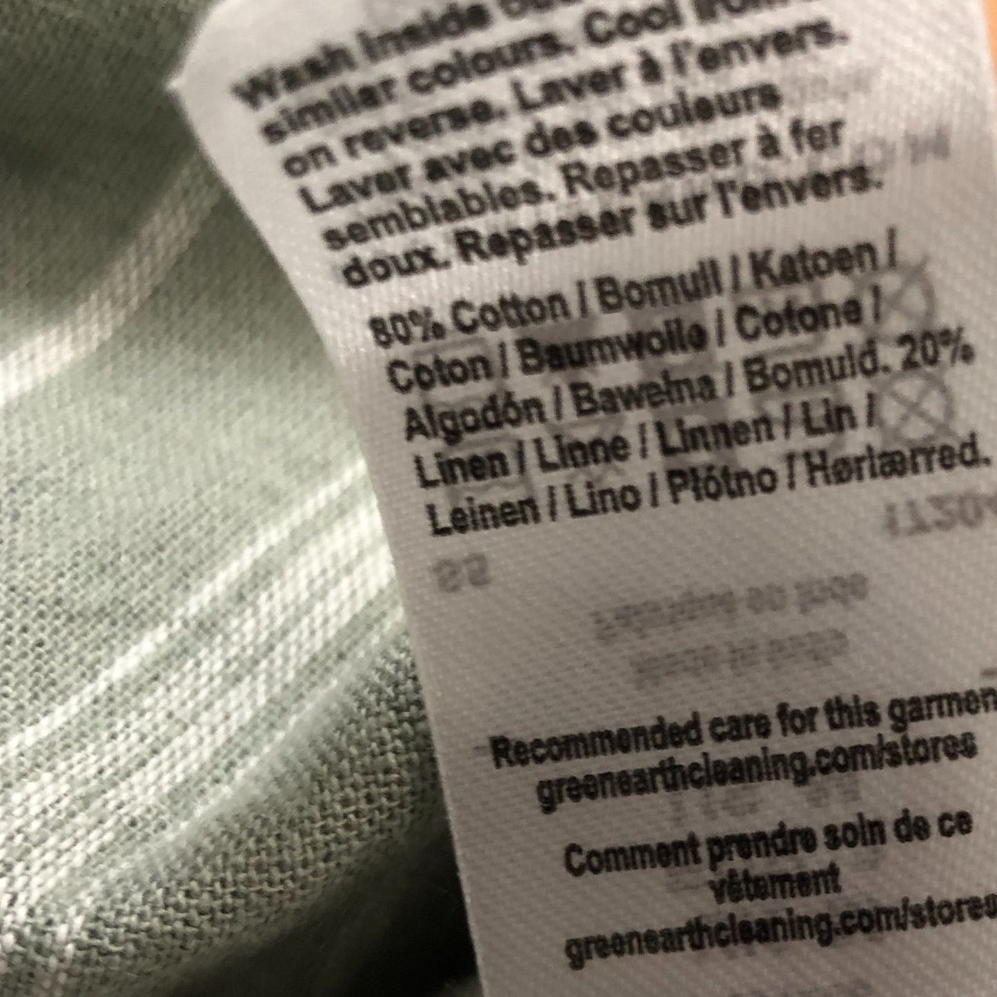 River Island Casual Shirt Size L Men's Striped Long Sleeve Green Cotton