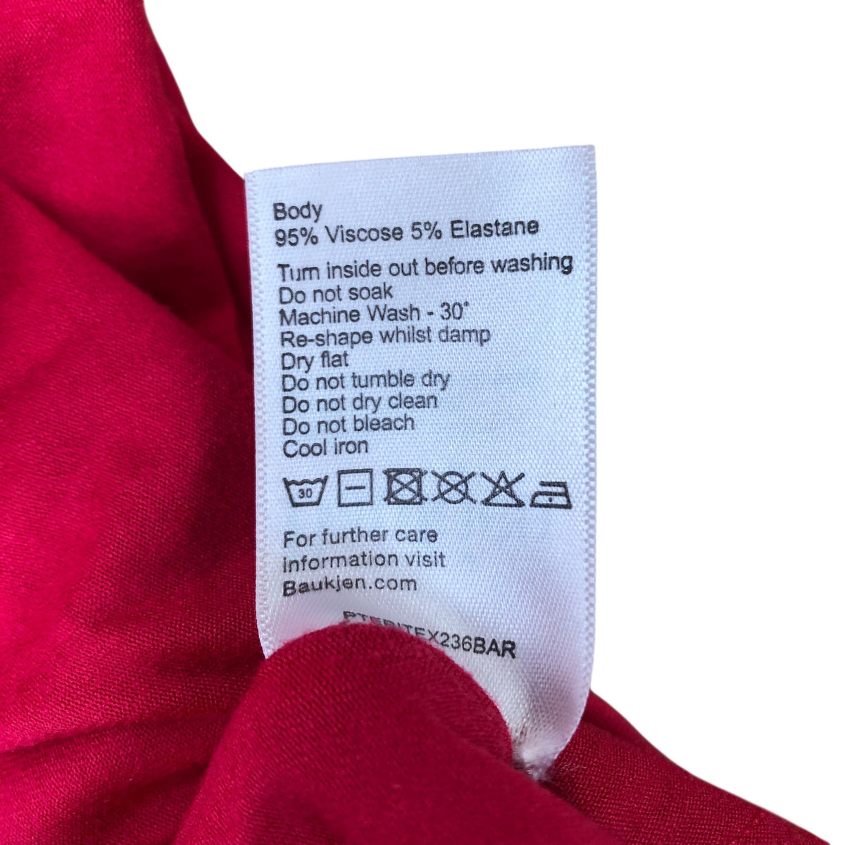Baukjen Red Wrap Midi Dress UK12 Women's Viscose Elástane 3/4 Sleeve New